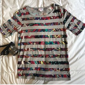 LuLaRoe Gigi shortsleeves top stripes floral print
